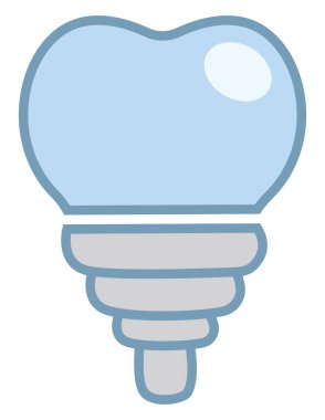 Diş implantı, illüstrasyon, beyaz arkaplan üzerindeki vektör.