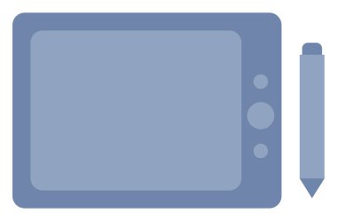 Mavi tablet, illüstrasyon, beyaz arkaplanda vektör.