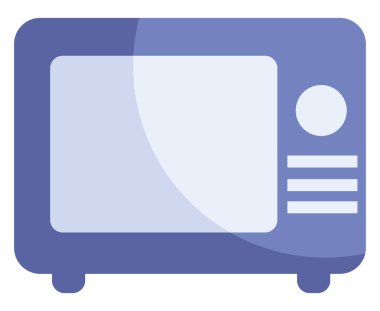 Mavi mikrodalga fırın, illüstrasyon, beyaz zemin üzerindeki vektör.