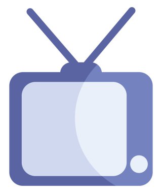 Eski mavi televizyon, illüstrasyon, beyaz arkaplandaki vektör