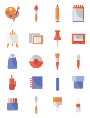 Beyaz arkaplandaki boyama araçları, illüstrasyon, vektör