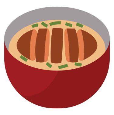 Beyaz arkaplanda Asyalı katsudon, illüstrasyon, vektör