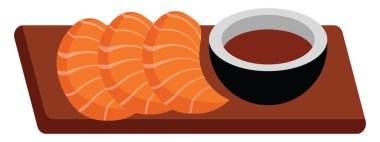 Asya saşimi, illüstrasyon, beyaz arkaplanda vektör