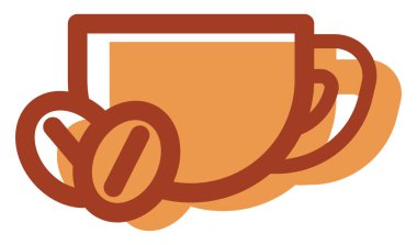 Bir fincan sıcak kahve, illüstrasyon, beyaz arka planda vektör.