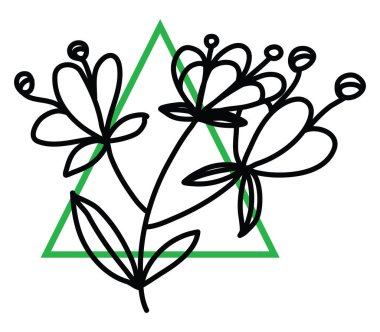 Beyaz arkaplanda üç küçük çiçek, illüstrasyon, vektör