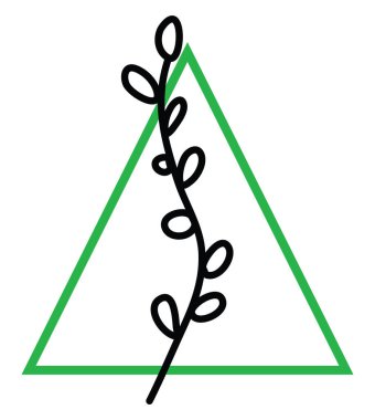 Uzun bir sapta dokuz minimalist yaprak, illüstrasyon, beyaz arka planda bir vektör