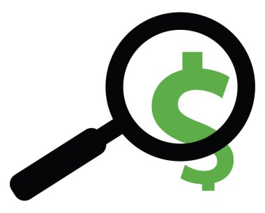 Beyaz zemin üzerinde iş büyüteç, illüstrasyon, vektör