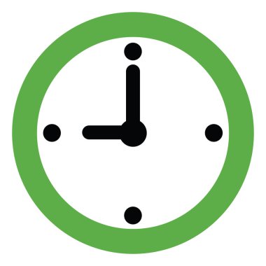 Yeşil saat, illüstrasyon, beyaz arkaplandaki vektör