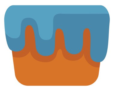 Pastanın üzerindeki mavi krema, illüstrasyon, beyaz zemin üzerindeki vektör.