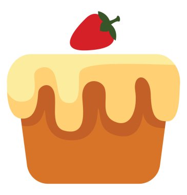 Çilekli pasta, illüstrasyon, beyaz arkaplanda vektör