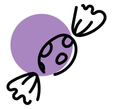 Çemberli mor şeker, illüstrasyon, beyaz arka planda vektör.