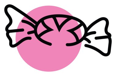 Pembe ambalajlı şeker, illüstrasyon, beyaz arka planda vektör.