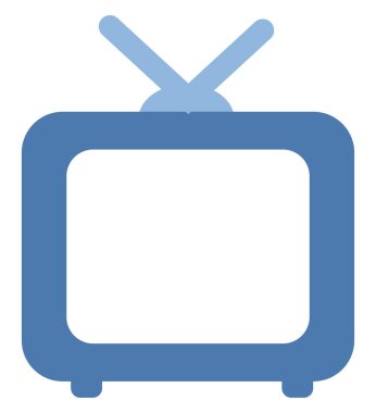 Küçük eski mavi televizyon, illüstrasyon, beyaz arkaplan üzerinde vektör