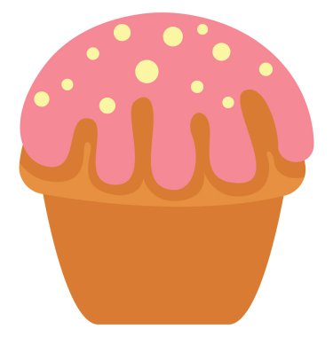 Lezzetli pembe kek, illüstrasyon, beyaz arka planda vektör.