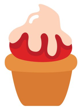 Beyaz çikolatalı kek, illüstrasyon, beyaz arka planda vektör.