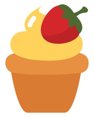 Çilekli limonlu kek, illüstrasyon, beyaz arka planda vektör.