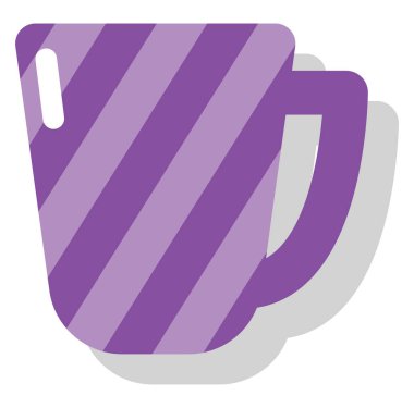 Çizgili mor kupa, illüstrasyon, beyaz arkaplan üzerinde vektör