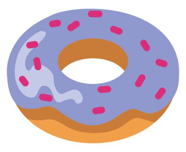 Pembe serpiştirilmiş çörek, beyaz arka planda vektör.