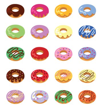 Lezzetli çörekler, illüstrasyon, beyaz arka planda vektör.