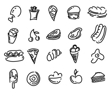 Fast food, illüstrasyon, beyaz arka planda vektör.