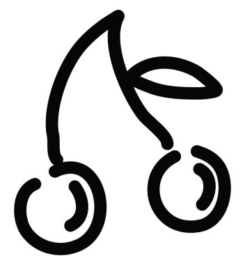 Bir saptaki kiraz, resimleme, beyaz arkaplandaki vektör