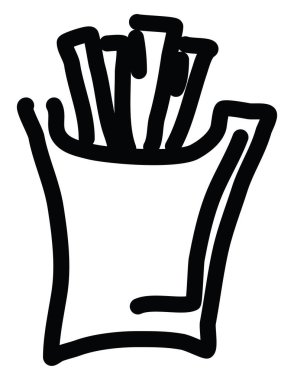 Kızartmalar çantada, illüstrasyon, vektör beyaz arka planda