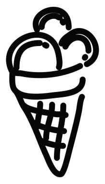 Büyük bir külahta dondurma, resimleme, beyaz arka planda vektör.