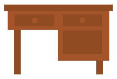 Tahta yazı masası, illüstrasyon, beyaz arkaplan üzerindeki vektör