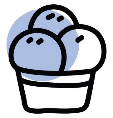 Kasede mavi dondurma, illüstrasyon, beyaz arka planda vektör.