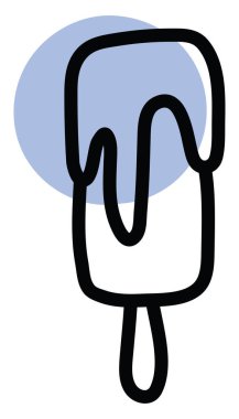 Üstünde mavi jöle olan bir çubukta dondurma, resimleme, beyaz arka planda vektör.