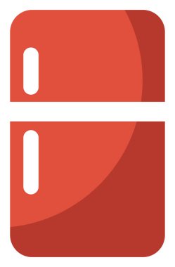 Kırmızı buzdolabı, illüstrasyon, beyaz arkaplanda vektör