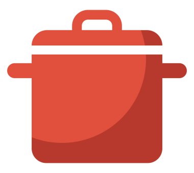 Kırmızı mutfak kabı, illüstrasyon, beyaz arka planda vektör.