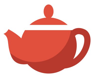 Kırmızı çaydanlık, illüstrasyon, beyaz zemin üzerindeki vektör