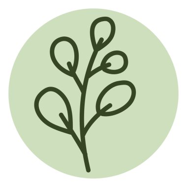 Beyaz arkaplanda beş minimalist dairesel yaprak, illüstrasyon, vektör