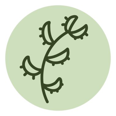 Dikenli altı yaprak, çizim, beyaz arka planda vektör.