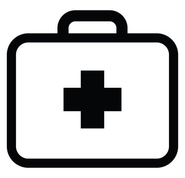 İlk yardım çantası, illüstrasyon, beyaz arkaplandaki vektör.
