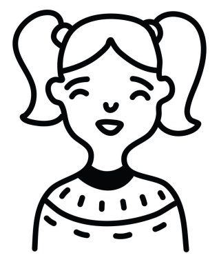 Örgü saçlı kız, illüstrasyon, beyaz arkaplan üzerinde vektör