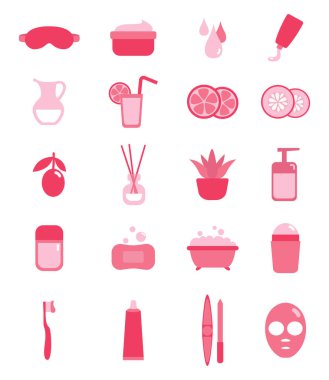 Pembe özbakım, illüstrasyon, beyaz arkaplandaki vektör.