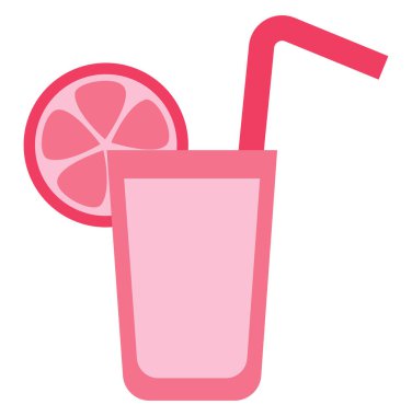 Pembe meyveli içecek, illüstrasyon, beyaz arka planda vektör.