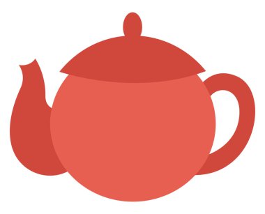 Küçük kırmızı çaydanlık, illüstrasyon, beyaz arkaplan üzerindeki vektör