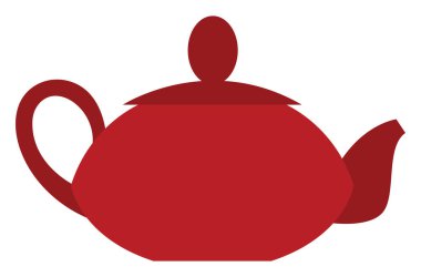 Küçük kırmızı çaydanlık, illüstrasyon, beyaz arkaplan üzerindeki vektör