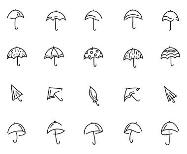 Dekoratif siyah beyaz şemsiye, illüstrasyon, beyaz arkaplan üzerindeki vektör