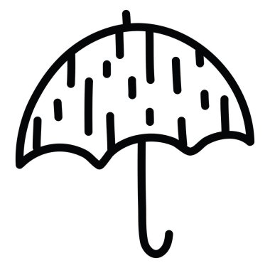 Yağmur damlalı şemsiye, illüstrasyon, beyaz arkaplanda vektör