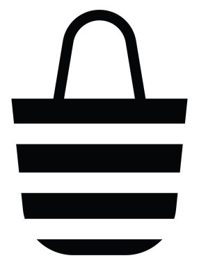 Siyah plaj çantası, illüstrasyon, beyaz arka planda vektör.