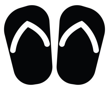 Siyah parmak arası terlikler, illüstrasyon, beyaz arkaplandaki vektör