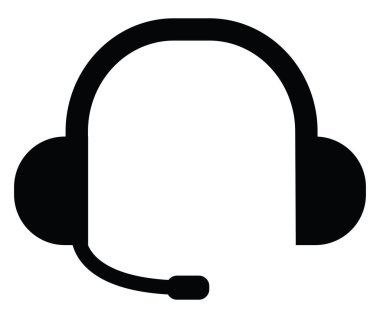 Siyah iş kulaklıkları, illüstrasyon, beyaz arkaplandaki vektör