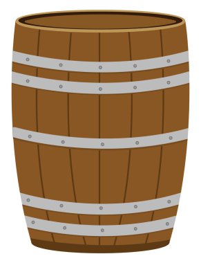 Tahta fıçı, illüstrasyon, beyaz arkaplanda vektör.