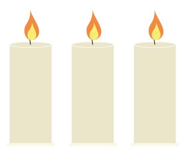 Beyaz mumlar, illüstrasyon, beyaz arkaplanda vektör.