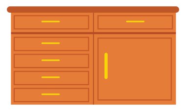 Kahverengi dolap, illüstrasyon, beyaz arkaplanda vektör.