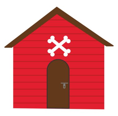 Kırmızı köpek evi, illüstrasyon, beyaz arkaplanda vektör.